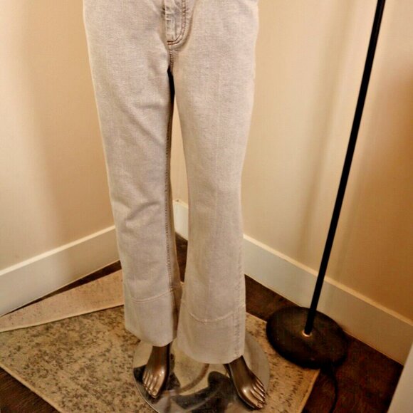 Brunello Cucinelli Monili Tab Jeans Gray Denim Barrel Cuff Kick Flare Size 6 42 - Picture 4 of 11